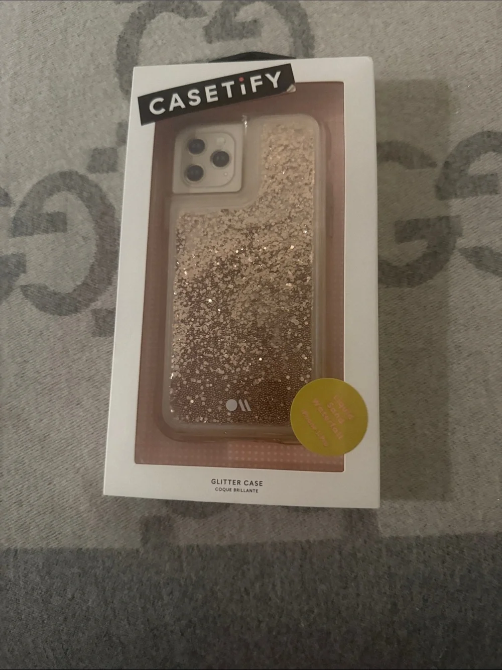 CASETiFY Rose Gold Glitter Protective Phone Case